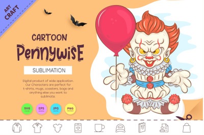 Cartoon Pennywise. Crafting, Sublimation.