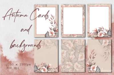 Autumn floral cards and backgrounds