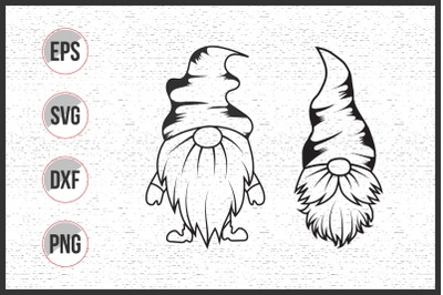 Christmas gnome vector line art