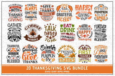 Thanksgiving typographic svg bundle