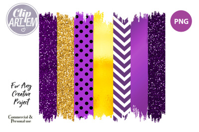 Purple Yellow Glitter Brush Stroke PNG witth  transparent background