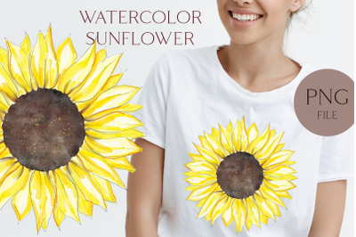 Watercolor sunflower clipart Sublimation sunflower Design