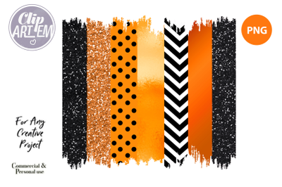 Orange Black Glitter Brush Stroke PNG Clip Art  File for Sublimation