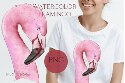 Watercolor flamingo sublimation png t-shirt design
