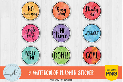9 Watercolor Planner Sticker Vol.2 | Round stickers