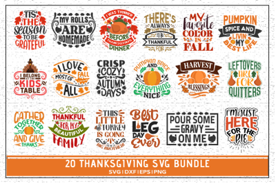 thanksgiving typographic quotes svg bundle