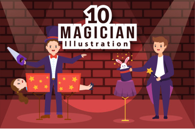 10 Magician Illusionist Illustration