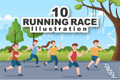 10 Running Race Flat Illustration