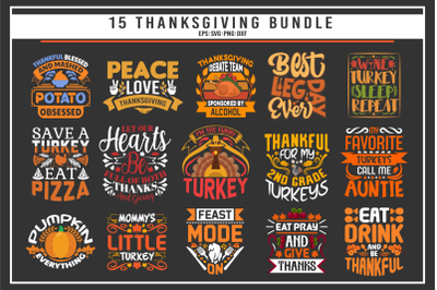 15 thanksgiving typographic quotes design bundle