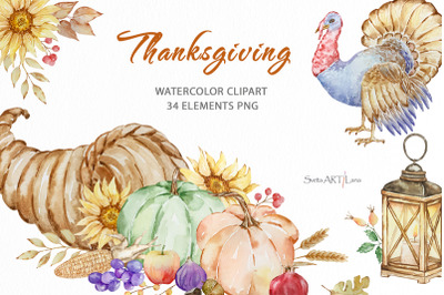 Watercolor Thanksgiving Clipart