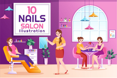 10 Nail Polish Salon Illustration