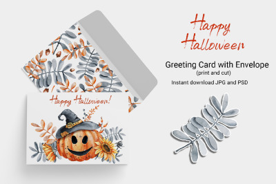 Happy Halloween card with envelope DIY