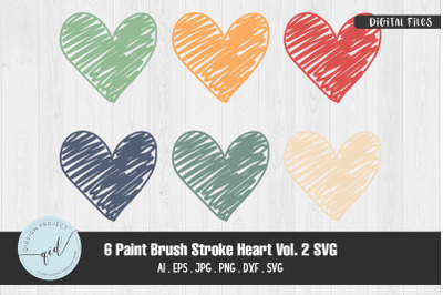 6 Paint Brush Stroke Heart Vol. 2 SVG | Keychain SVG