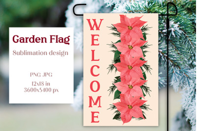 Christmas garden flag sublimation design- Poinsettia flowers