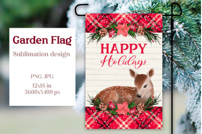 Christmas garden flag sublimation design - Happy Holidays