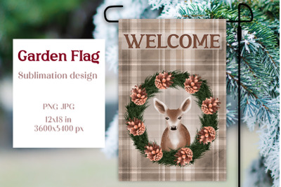 Christmas garden flag sublimation design - Welcome