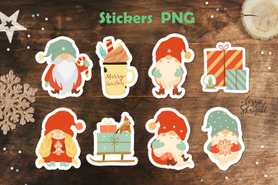 Christmas gnome stickers. Printable stickers