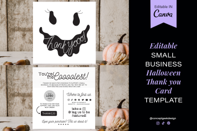 Halloween Ghost Thank You Card Insert Template for Small Business