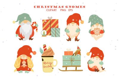 Christmas gnomes clipart
