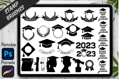 2023 Graduation Stamps Brushes for Procreate &amp; Photoshop.Proud Family