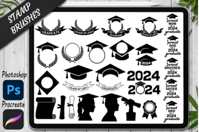 2024 Graduation Stamps Brushes for Procreate &amp; Photoshop.Proud Family