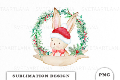 Christmas Bunny Sublimation Design