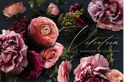 VELVETEEN MOODY FLORAL CLIP ART GRAPHICS COLLECTION
