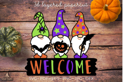 3d halloween gnome svg | Halloween welcome sign