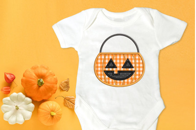 Halloween Pumpkin Pail | Applique Embroidery