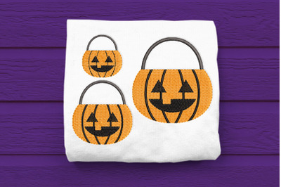 Mini Halloween Pumpkin Pail | Embroidery