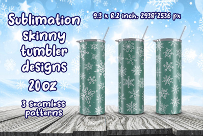 Snowflakes. Tumbler Sublimation 20 oz. 3 Seamless pattern