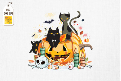 Cats In Pumpkin Halloween Kitten Lover