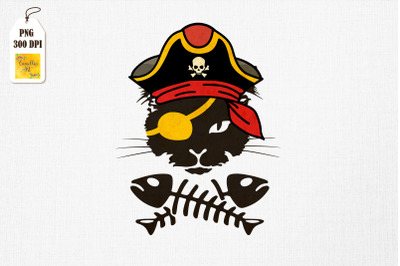 Retro Pirate Cat Kitten Halloween Skull