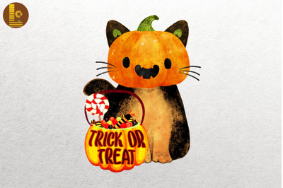 Pumpkin Head Cat Halloween Pumpkin Cat