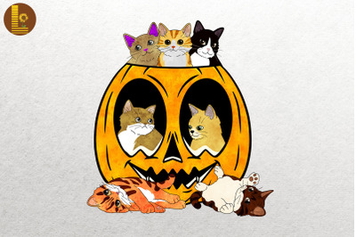 Cats In Pumpkin Halloween