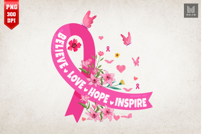 Believe Love Hope Inspire Pink Ribbon