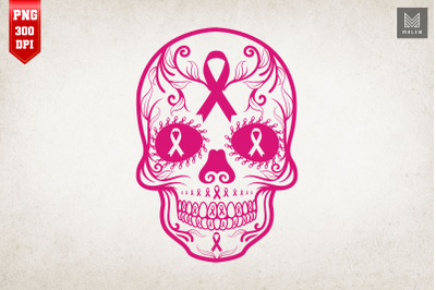 Skull Pink Ribbon Breast Cancer Gift