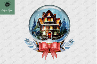 Cozy Christmas House In Snowglobe