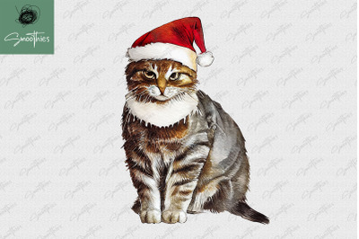 Christmas Cat Wearing Santa Hat