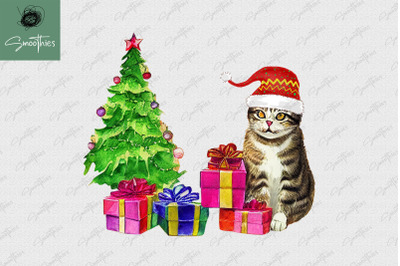 Christmas Cat With Gift Boxes