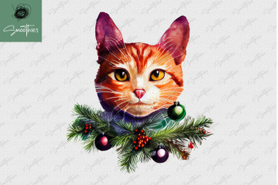 Christmas Cat With Flower