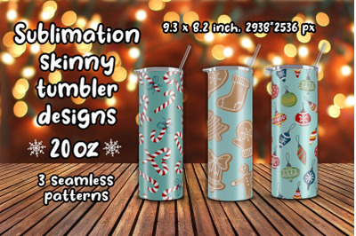 Christmas. Tumbler Sublimation 20 oz. 3 Seamless pattern