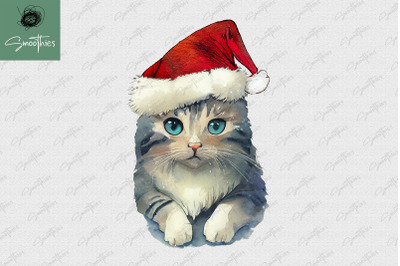 Cat Wearing Santa Hat Christmas