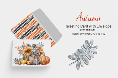 Thanksgiving Day, Autumn cozy card invitation, congratulation