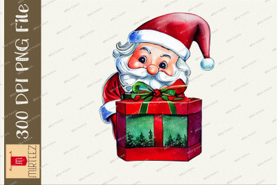 Santa Claus Holding The Gift Box