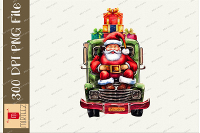 Santa Claus Riding The Car Gift Box