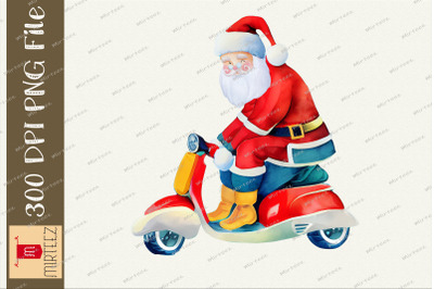 Santa Claus Riding Motorbike