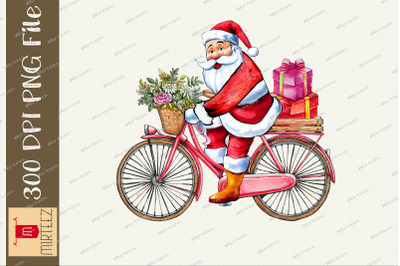 Santa Claus Riding The Bike Christmas