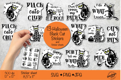 Halloween stickers SVG, Halloween Sticker bundle, Sticker sheet Black