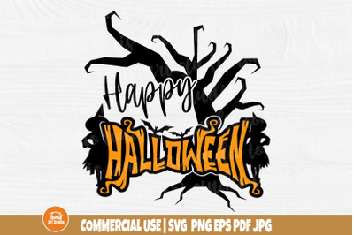 Happy Halloween SVG - Witch Svg - Halloween Shirt Svg - Bat Cut File -